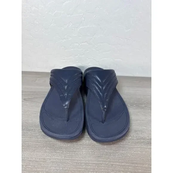 FitFlop Walkstar Toe-Post Thong Sandal Leather Upper Midnight Navy US 6.5‎ NIB - Picture 4 of 7